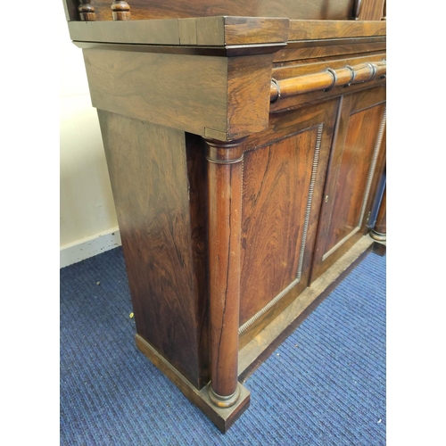 539 - 19th century rosewood chiffonier with a shelved back raised on balustrade columns, above a drawer an... 