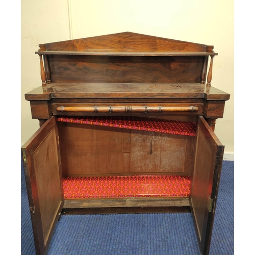 539 - 19th century rosewood chiffonier with a shelved back raised on balustrade columns, above a drawer an... 