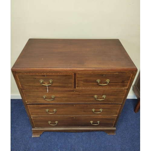 540 - Inlaid mahogany chest of drawers, circa late 19th/early 20th century, with two small drawers above t... 