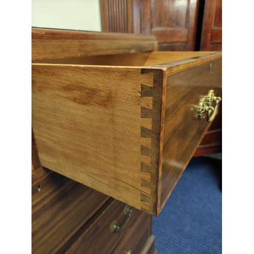 540 - Inlaid mahogany chest of drawers, circa late 19th/early 20th century, with two small drawers above t... 