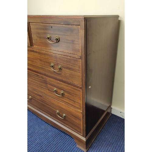 540 - Inlaid mahogany chest of drawers, circa late 19th/early 20th century, with two small drawers above t... 