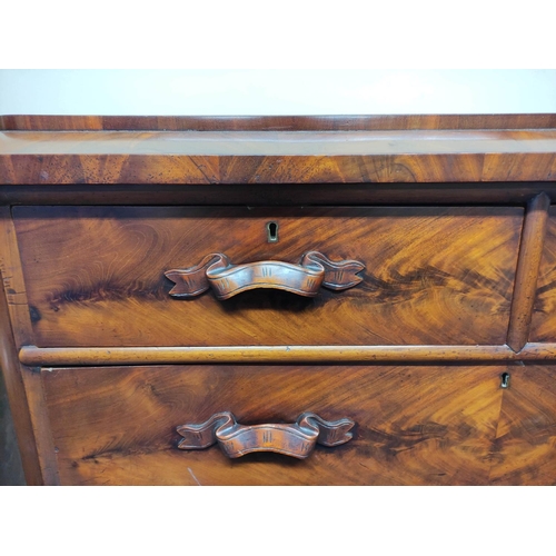 541 - 19th century walnut chest of drawers with two small drawers above four long drawers, with carved rib... 