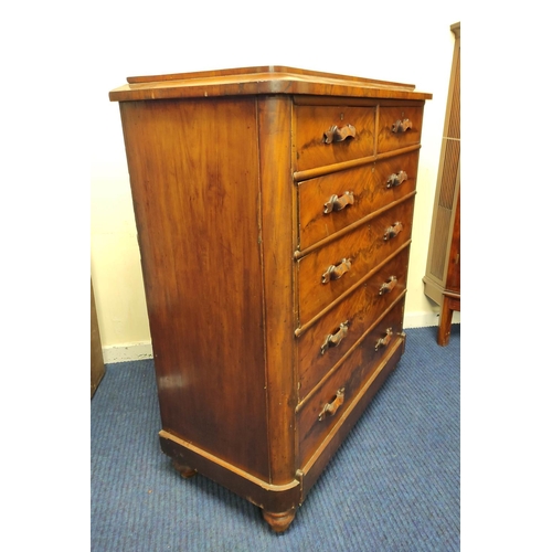 541 - 19th century walnut chest of drawers with two small drawers above four long drawers, with carved rib... 