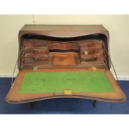 545 - Dutch mahogany and marquetry inlaid writing bureau circa late 18th/early 19th century, the fall fron... 