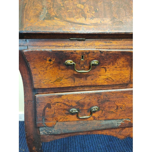 545 - Dutch mahogany and marquetry inlaid writing bureau circa late 18th/early 19th century, the fall fron... 