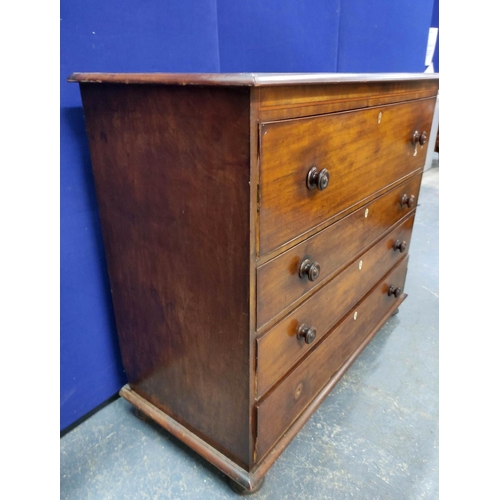 554 - 19th century mahogany secretaire chest of drawers, the front enclosing fitted drawers and pigeon hol... 