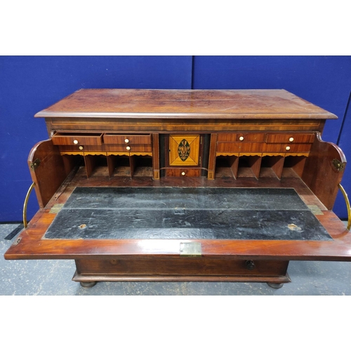 554 - 19th century mahogany secretaire chest of drawers, the front enclosing fitted drawers and pigeon hol... 