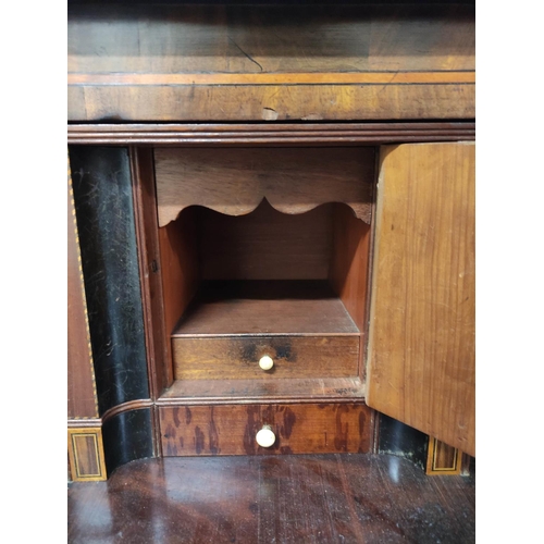 554 - 19th century mahogany secretaire chest of drawers, the front enclosing fitted drawers and pigeon hol... 