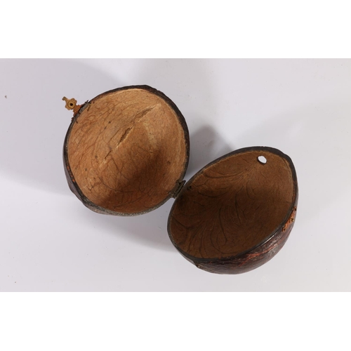 127 - Coconut shell hinged box.