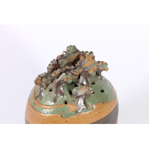 158 - Studio Pottery model of trees on a hill by Stewart Johnston, 18cm.