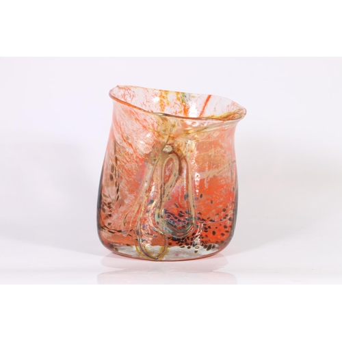 43 - Impressive Art Glass vase, with orange mottled interior and lustre trail decoration to exterior, 18 ... 