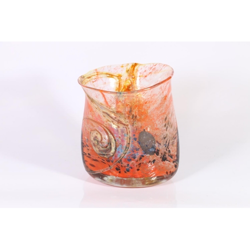 43 - Impressive Art Glass vase, with orange mottled interior and lustre trail decoration to exterior, 18 ... 