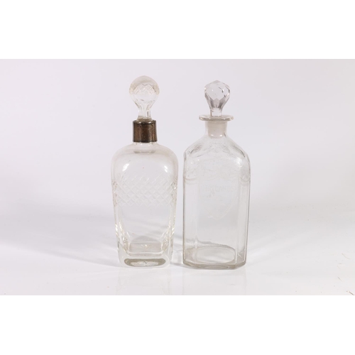 50 - Early Dutch box decanter and another, 20cm.