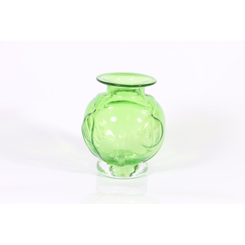 53 - Green glass vase signed A Hay, 13cm.