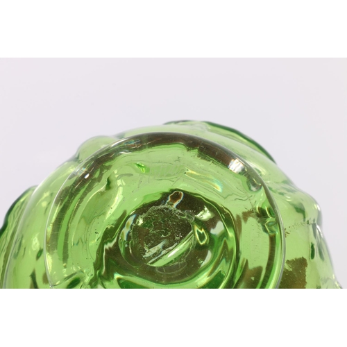 53 - Green glass vase signed A Hay, 13cm.