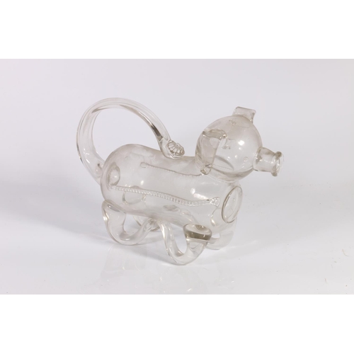 55 - Novelty glass decanter in the form of a pig, 17cm tall.