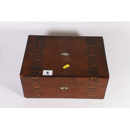 6 - Tunbridge ware sewing box, 25cm wide.