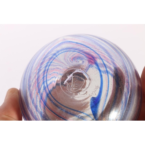 61 - Spherical Art Glass vase, indistinctly signed to base, 9cm.