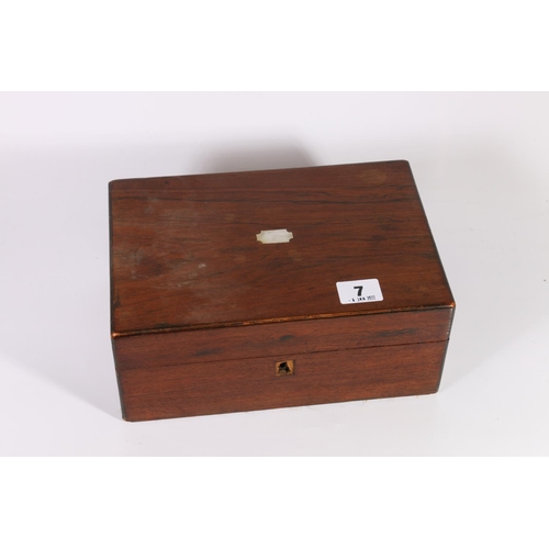 7 - Rosewood sewing box, 25cm wide.