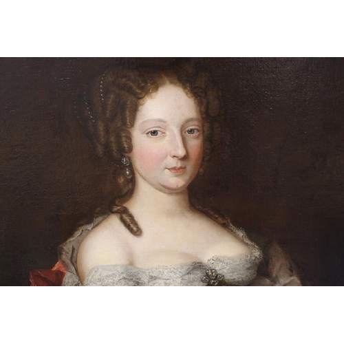 152 - Follower of Sir Peter Lely.Portrait of a lady in 17th century dress.Oil on canvas.90cm x 68.5cm.With... 