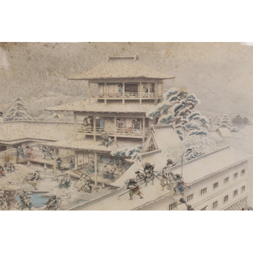 181 - 19th or Early 20th Century Japanese School.Samurai warriors attacking a rival clan's castle or palac... 