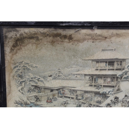 181 - 19th or Early 20th Century Japanese School.Samurai warriors attacking a rival clan's castle or palac... 