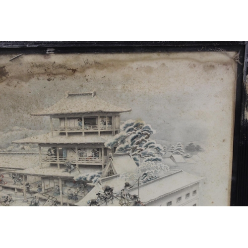 181 - 19th or Early 20th Century Japanese School.Samurai warriors attacking a rival clan's castle or palac... 