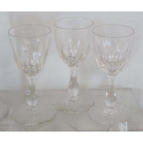 212 - Collection of fifteen antique drinking glasses including: a pair of flutes with faceted trumpet bowl... 