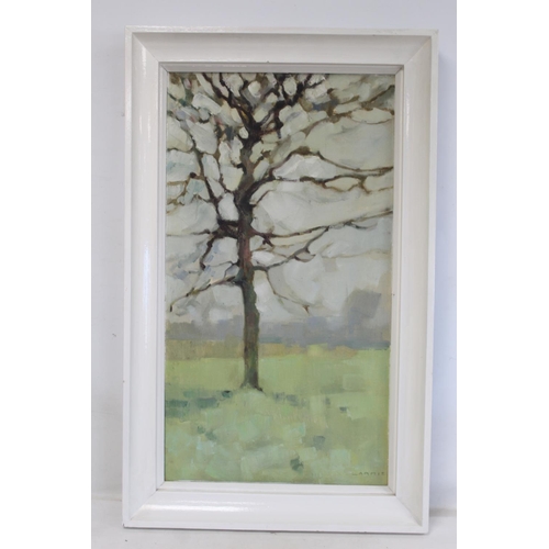 222 - Hugh T. Lammie (20th Century British School).Landscape with tree.Oil on canvas.79cm x 43.5cm.Signed,... 