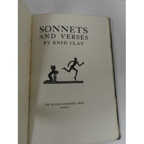 119 - GOLDEN COCKEREL PRESS.  Clay Enid.  Sonnets & Verses. Ltd ed. 121/450. Wood engs. by Eric Gill. ... 