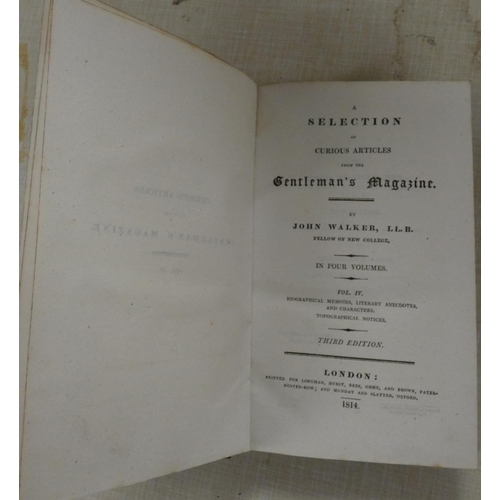 66 - WALKER JOHN.  A Selection of Curious Articles from the Gentleman's Magazine. 4 vols. Half ... 