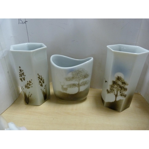 103 - Six art pottery vases, marked 'Highbank, Lochgilphead'.  (6)