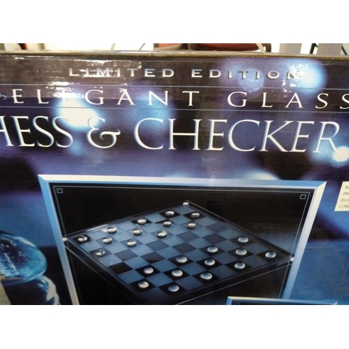 111 - Limited Edition glass chess and chequer set, boxed, Nintendo NES console, Nintendo DS game etc.