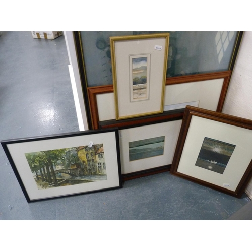 115 - Six assorted pictures including Jan Korthaig watercolour, Ken Smyth watercolour and prints.  (6... 