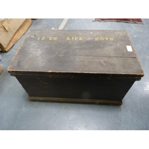 20 - Antique blanket box-style collector's box, marked to the top '15th Life Boys', microscope-style... 