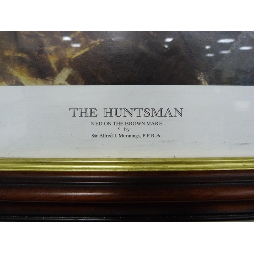 28 - Two hunting prints, 'The Huntsman' after Alfred J Munnings and another, also an oleograph.  (3)