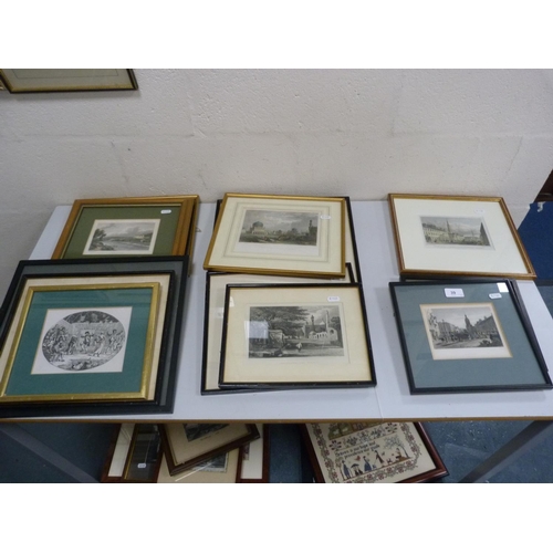 39 - Collection of antique prints including Abbotsford and various subjects.