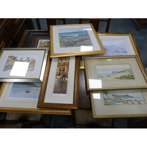 65 - Assorted pictures and prints including watercolour by McKay and another watercolour of Fairhead, Cou... 