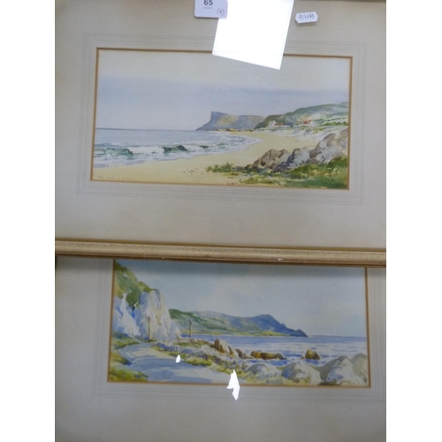 65 - Assorted pictures and prints including watercolour by McKay and another watercolour of Fairhead, Cou... 