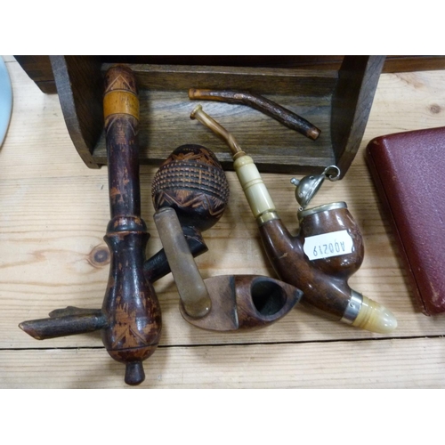 66 - Mahogany collector's box with brass handle with plaque to the top reading 'Depth & Rule Recorder... 