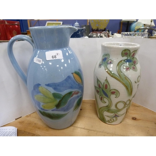 68 - Collection of Buchan Portobello pottery including glazed pottery vase, flagon with thistle decoratio... 