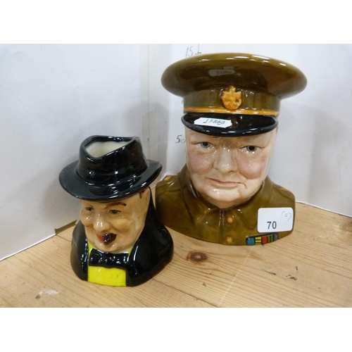 70 - Carlton Ware Winston Churchill character jug, no. 5/100, small Shorter & Son Churchill character... 