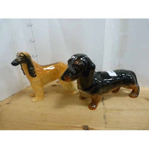 75 - Beswick figure of a Dachshund, no. C46, also a Beswick figure of an Afghan Hound, 'Hajubah of Davlen... 