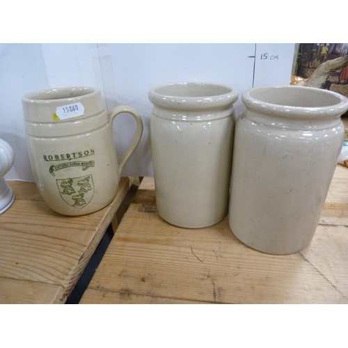 76 - Collection of assorted tankards, mainly Buchan Ware, also a Buchan of Portobello marmalade jar and o... 