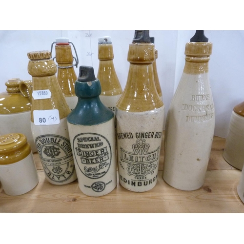 80 - Collection of antique and later beer and ginger beer bottles including Blyth Brewery Extra Double St... 