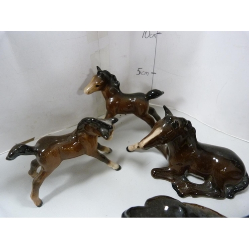 90 - Beswick figure of rearing horse, no. 1014, also six assorted Beswick foals and ponies.  (7)