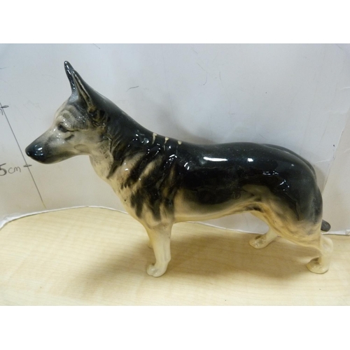 98 - Large Beswick model of a German Shepherd and another, smaller, 'Ulrica of Brittas'.  (2)