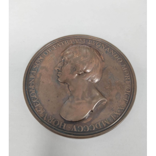 178 - Great Britain. 1805 Horatio, Admiral Lord Nelson, Death at the Battle of Trafalgar copper medal, by ... 