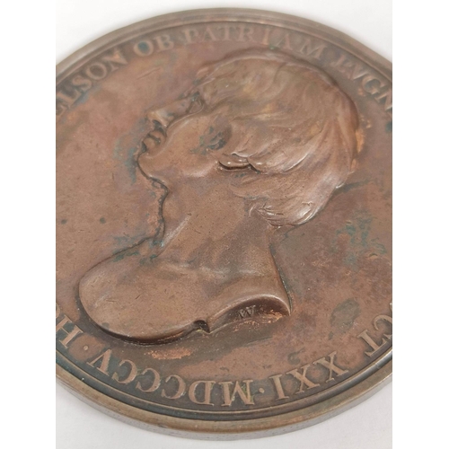 178 - Great Britain. 1805 Horatio, Admiral Lord Nelson, Death at the Battle of Trafalgar copper medal, by ... 