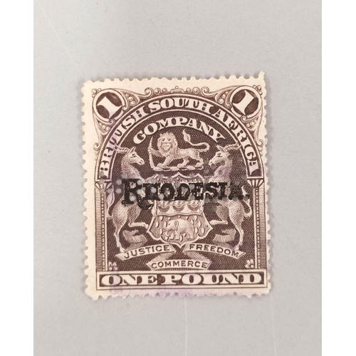 268 - 1909 Rhodesia British South Africa Company £1 postage stamp.